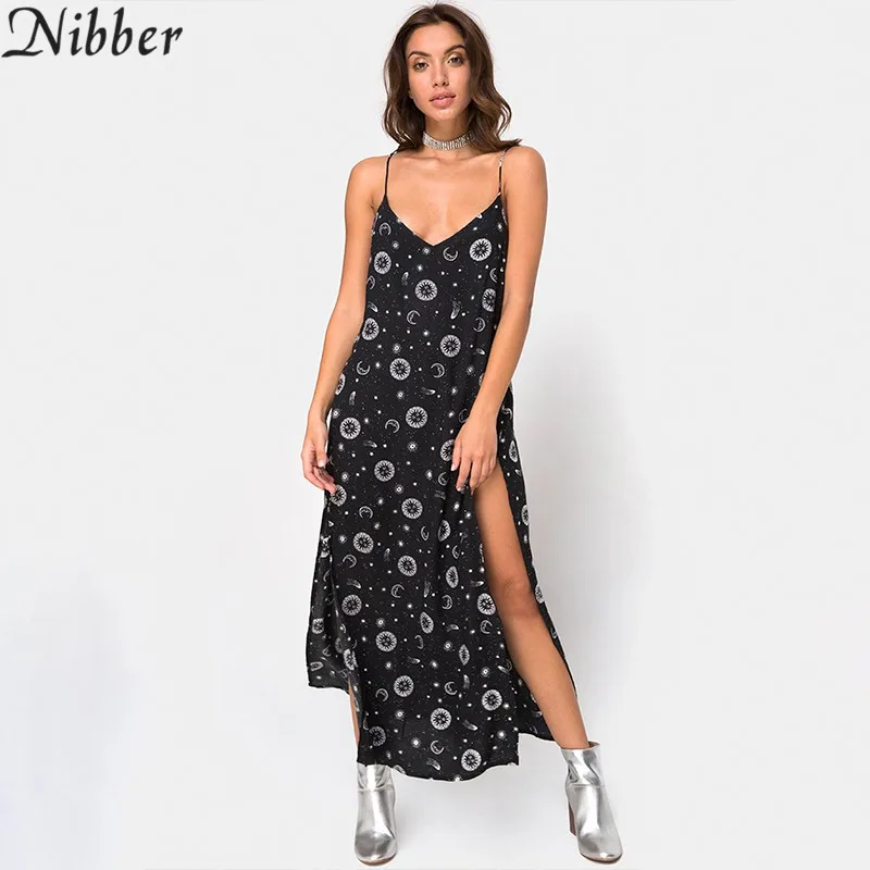 

Nibber summer Retro office lady style Elegant long Dresses 2019 spring fashion sexy backless beach Leisure vacation party dress