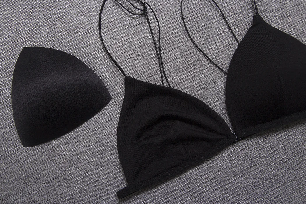 Новый французский Треугольники чашки девушка Bralette кольцо-Бесплатная элегантная лента бюстгальтер