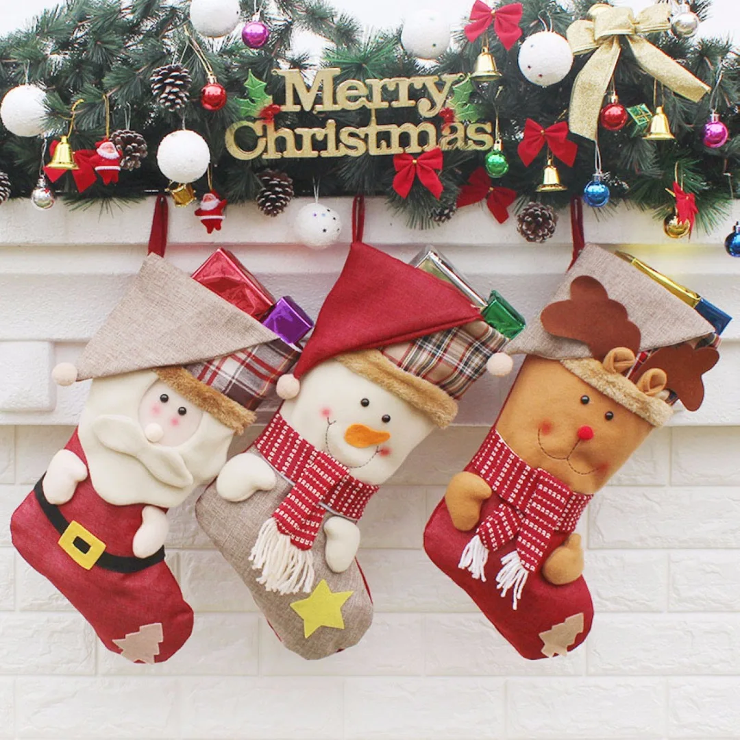 JX-LCLYL Cute Christmas Stocking Holder Socks Xmas Home Party Hanging Decor Candy Gift