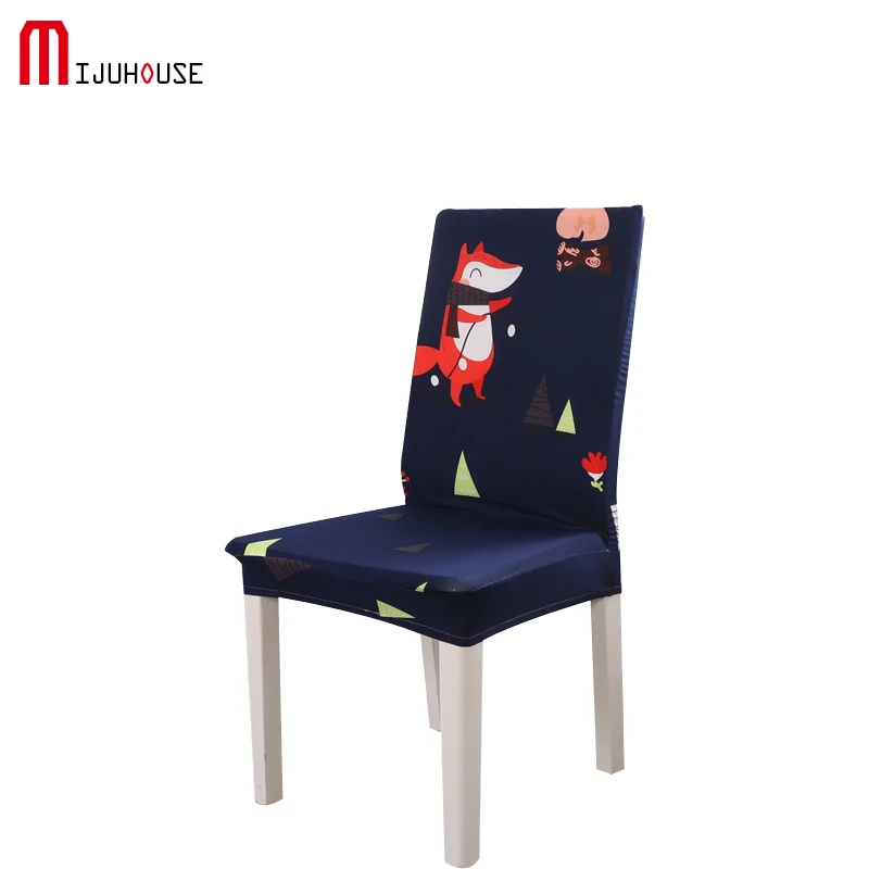 Cartoon Fox Printting Dining Chair Cover Removable Elastic Banquet Folding Dining Room Chair Cover For Modern Kitchen Chair Cartoon Fox Printting Dining Chair Cover Removable Elastic Banquet Folding Dining Room Chair Cover For Modern Kitchen Chair