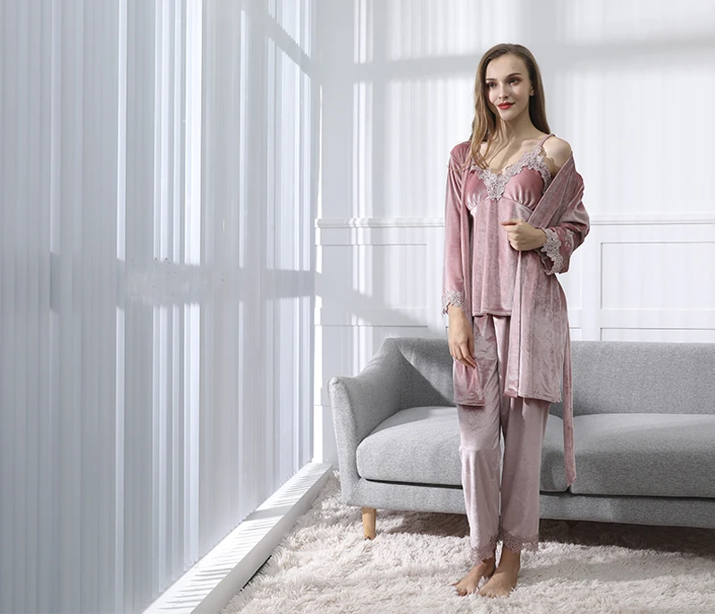 Fiklyc Брендовые женские Зимние/Осенние привлекательные пижамные комплекты из трех предметов, женская одежда для сна, дизайн, ночные рубашки