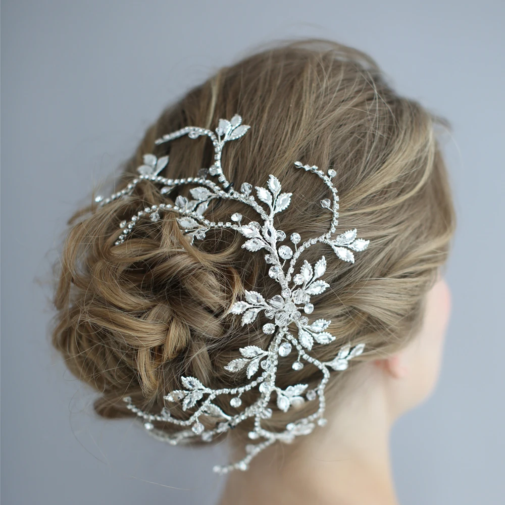 Античное серебро свадебное украшение для волос нежный лист лоза ручной работы свадебные аксессуары для волос для невесты украшения для волос