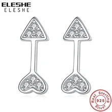 ELESHE, новинка, 925 пробы, серебряные серьги в форме сердца, кубический цирконий, Стрела Амура, серьги-гвоздики для женщин, девушек, модное ювелирное изделие