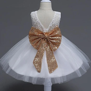 

CAILENI Little Girl Party Dress Christening Lace Baby Dresses Big Bow Birthay Girls Flower Frocks Children Wedding Clothing