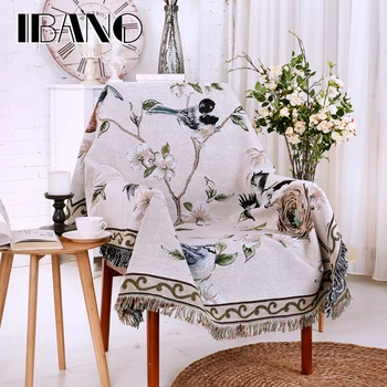 

170x230cm Flowers Birds Blanket Cotton Multi-function Thread Blanket Decorative For Beed Sheet Floor Mat Tablecloth Sofa Blanket