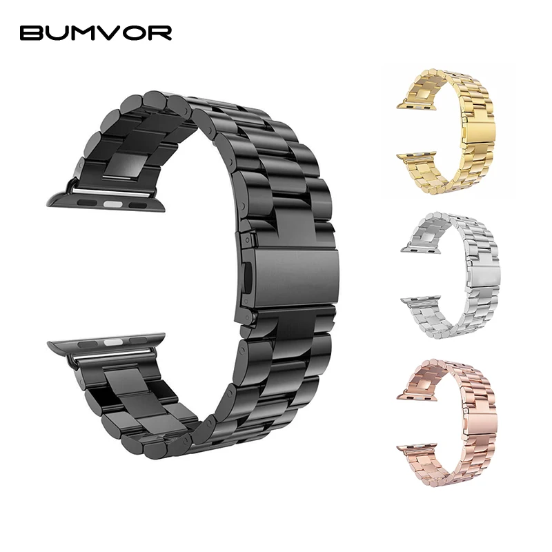 

For Apple Watch Band 44/40MM Black Gold Stainless Steel Bracelet Buckle Strap for Apple Watch Band 42/38MM for iWatch 4/3/2/1