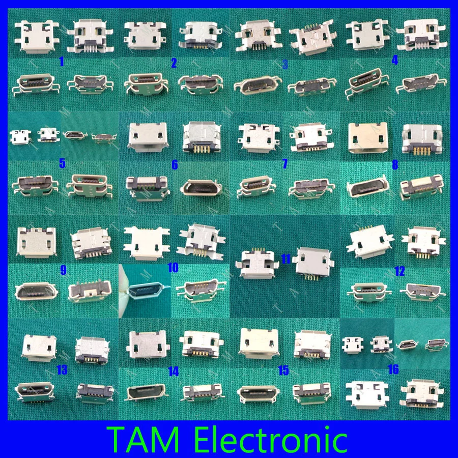 

20Models 20pcs 5 pin Micro USB Connector Tail Charging socket v8 port DC jack power plug for ZTE Huawei and other brand mobile