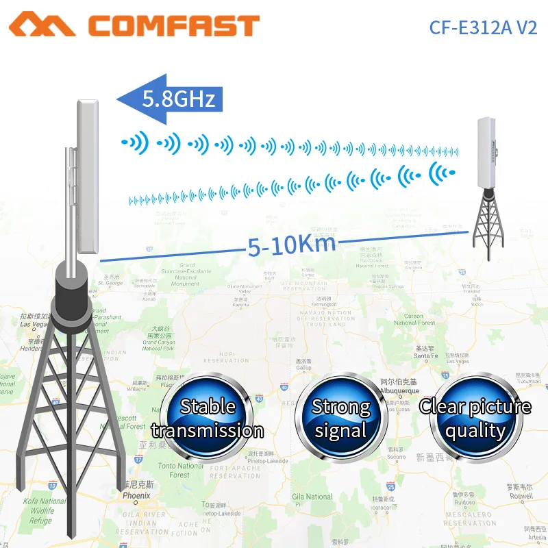 2 шт. 5,8 Г 300 Мбит/с Открытый CPE беспроводной мост и Wi-Fi ретранслятор усилитель Точка до точки Wifi передача 5 км Nanostation маршрутизатор