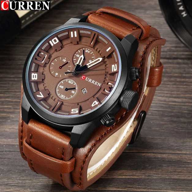 

Watches CURREN Brand Luxury Men Watch Leather Fashion Quartz-Watch Casual Sports Wristwatch Date Clock Relojes Dropshipping 8225