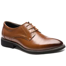 2018 New High Quality Genuine Leather Men Brogues Shoes Lace-up Bullock Business Dress Men Oxfords Shoes Male Formal Shoes цена 2018 New High Quality Genuine Leather Men Brogues Shoes Lace-up Bullock Business Dress Men Oxfords Shoes Male Formal Shoes цены онлайн