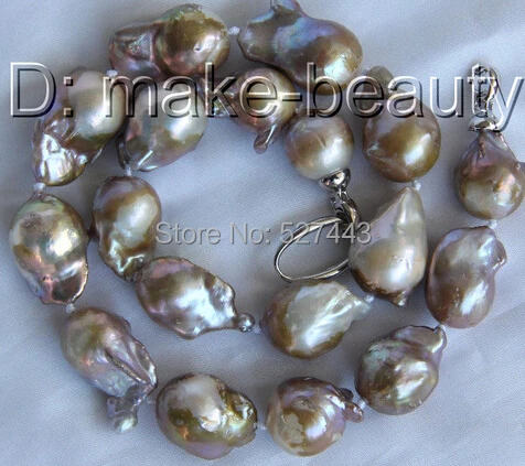 

Wholesale >>stunning big baroque purple keshi reborn freshwater pearl necklace