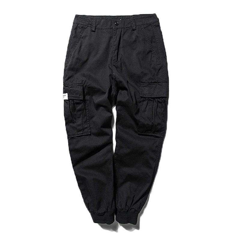 Новые модные брендовые камуфляжные уличные военные карго-Брюки с карманами мужские хип-хоп повседневные свободные штаны черного цвета