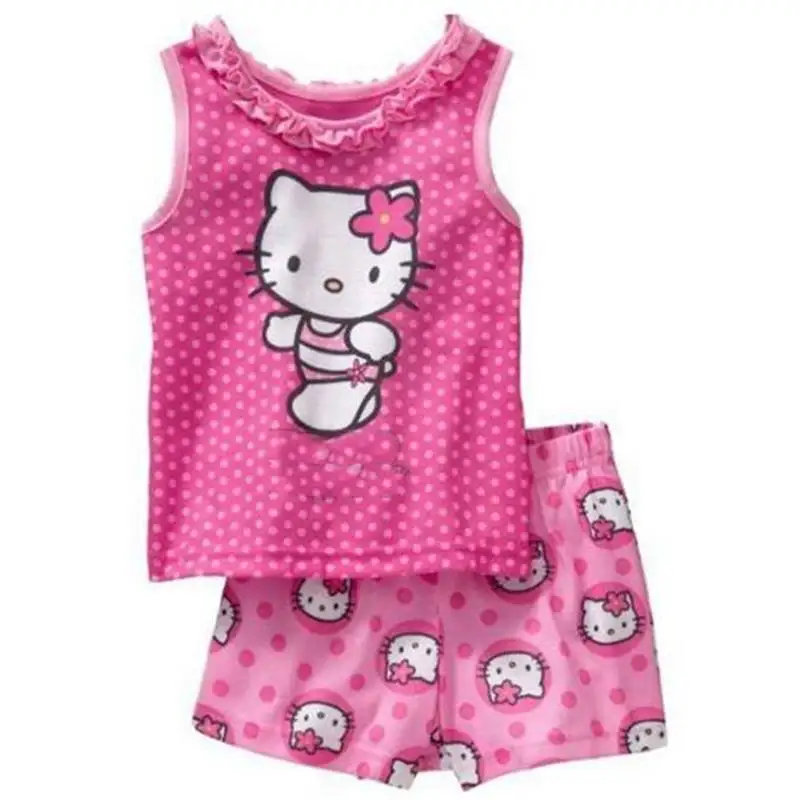 Новая летняя детская одежда для маленьких мальчиков и девочек костюм с короткими рукавами хлопковые пижамы Детская Ночная рубашка пижамы Домашняя одежда - Цвет: Color as shown