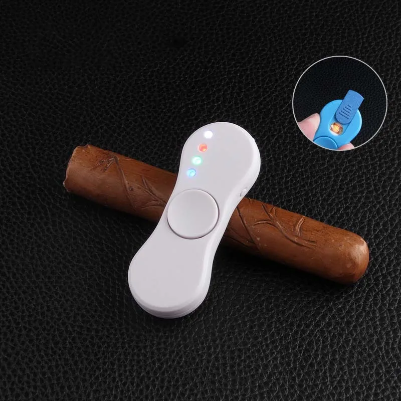 Спиннер Вольфрам Turbo USB Зажигалка для сигарет курение электронный перезаряжаемые WilndProof Push Ignite - Цвет: white