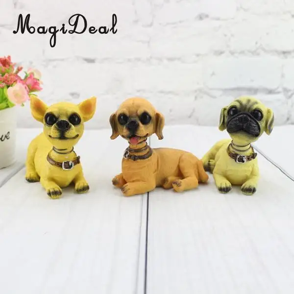 Cute Shaking Head Lucky Dog Puppy Pug Bobbing Heads Bobblehead Toy Aniaml Pet Figures Car Dashboard Auto Decoration