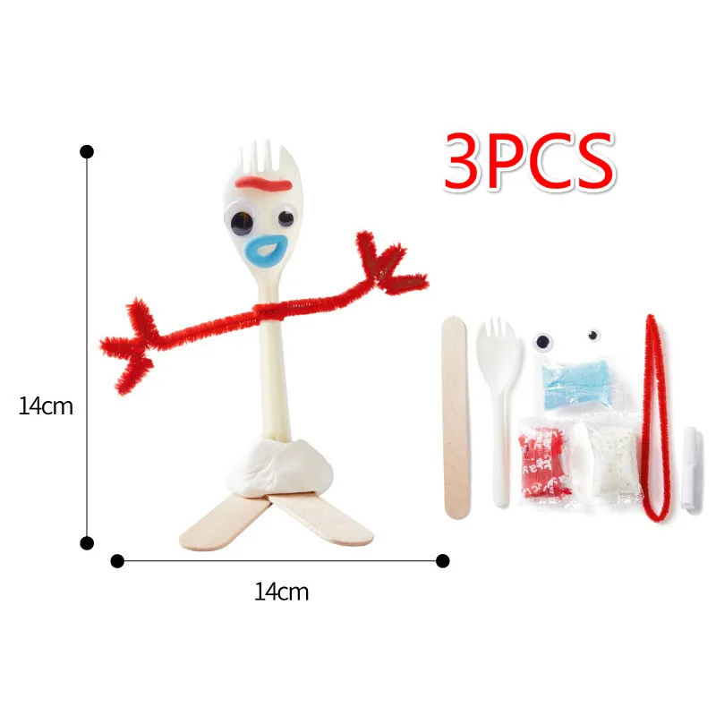 Toy Story 4 Buzz Lightyear Forky Alien Woody Kid Craft Handmade Art DIY Forky Action Figures Toys Kid Educational Toys - Цвет: 3PCS