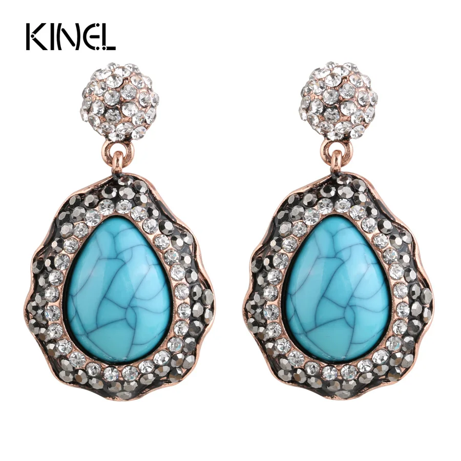 

Unique Vintage Earrings For Women Color Ancient Gold Mosaic Crystal Water Drop Drop Earrings 2017 Fashion Jewelry