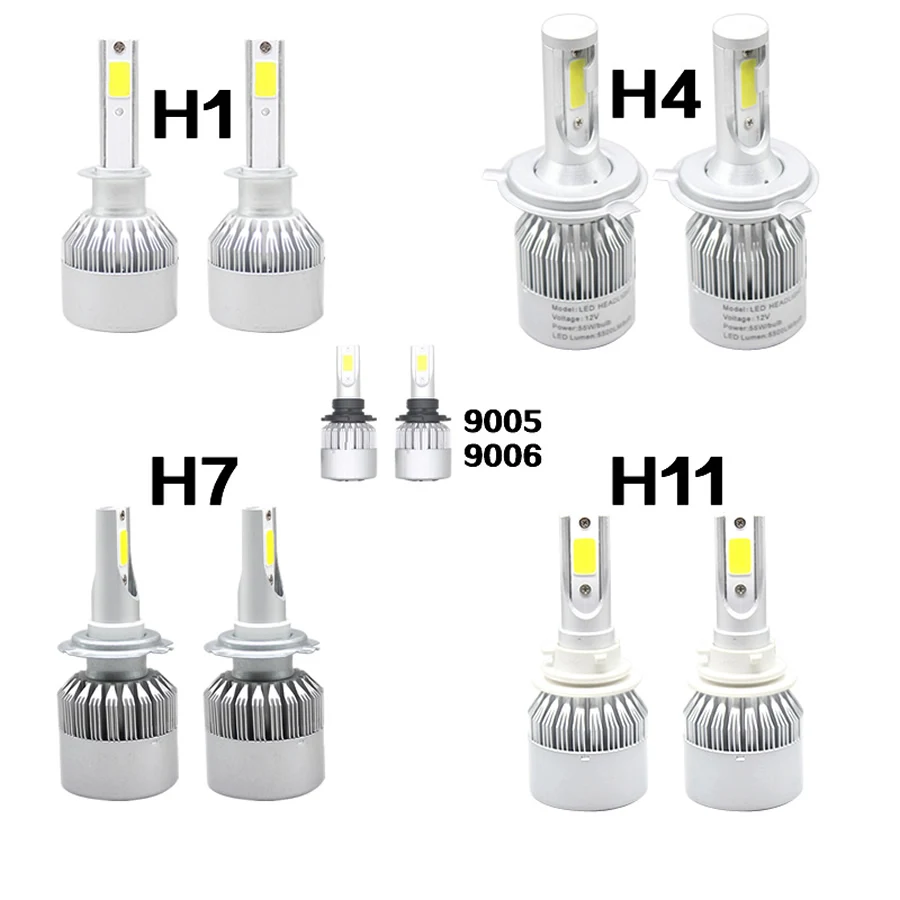 2 шт. светодиодный фары лампы КТС 110 Вт/пара H7 H4 H1 H3 H11 HB3 HB4 9007 12 V 11000LM холодный белый