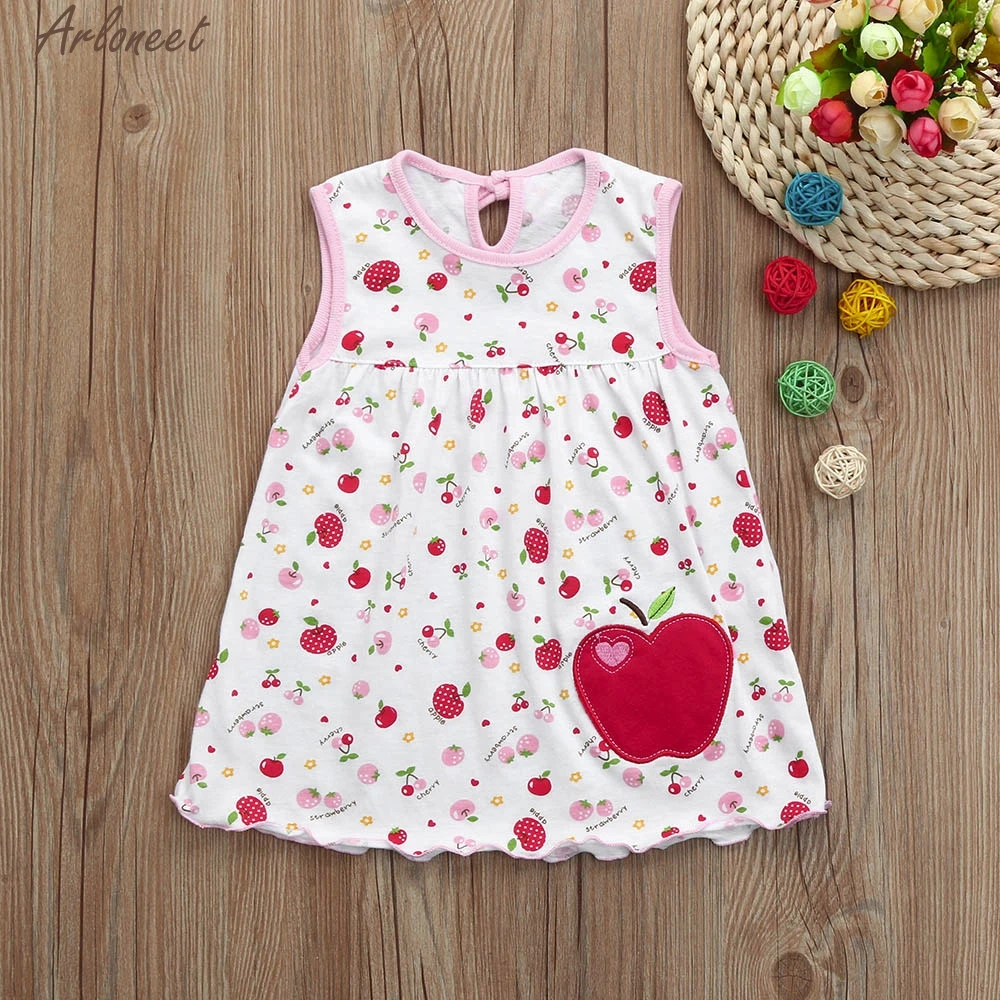 

ARLONEET 2018 NEW Toddler Cute Baby Cotton Flower Children Dot Striped Tees Dress Vest Litter Girl Fashion Mar20 W20D30