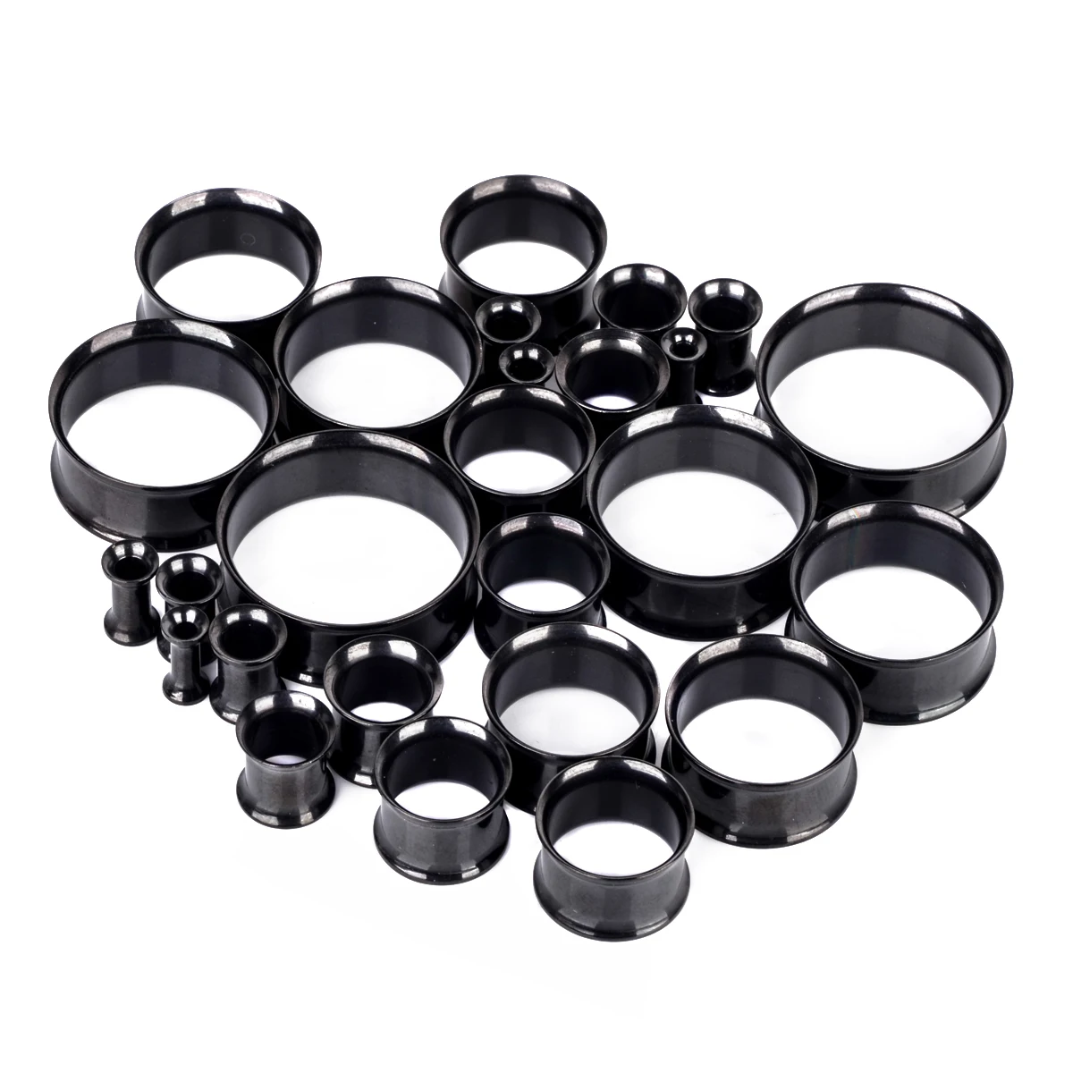 1 Pair Black Stainless Steel Ear Stretcher Expansion Shellhard Hollow Ear Gauges Plugs Flesh Tunnels Body Piercing Jewelry