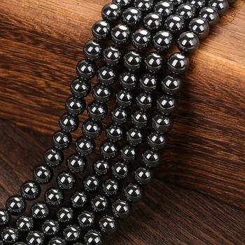 

Factory Price Natural Stone Black Hematite Beads For Jewelry Making 4 6 8 10 MM 15" Strand Pick Size