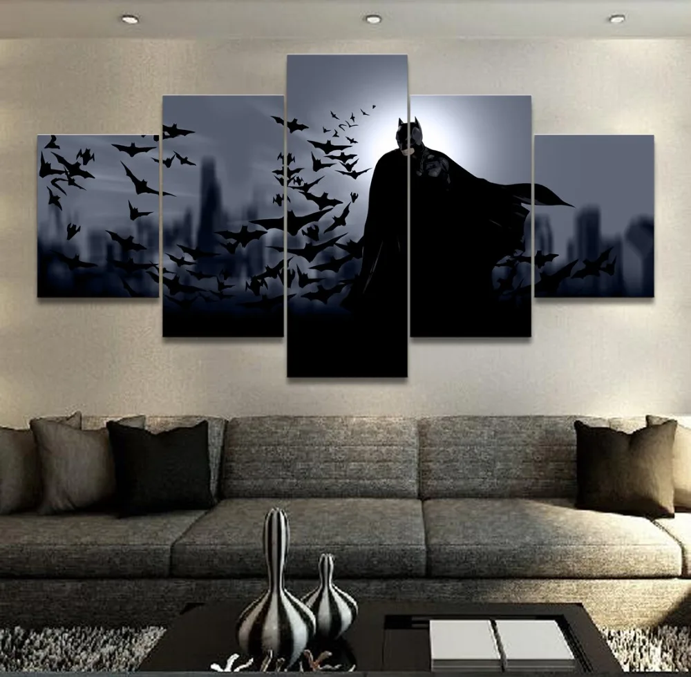 

Batman Movie 5 Pieces Print Picture Poster Canvas Painting Wall Art Living Room HD Print Painting Modern Home Decor Picture
