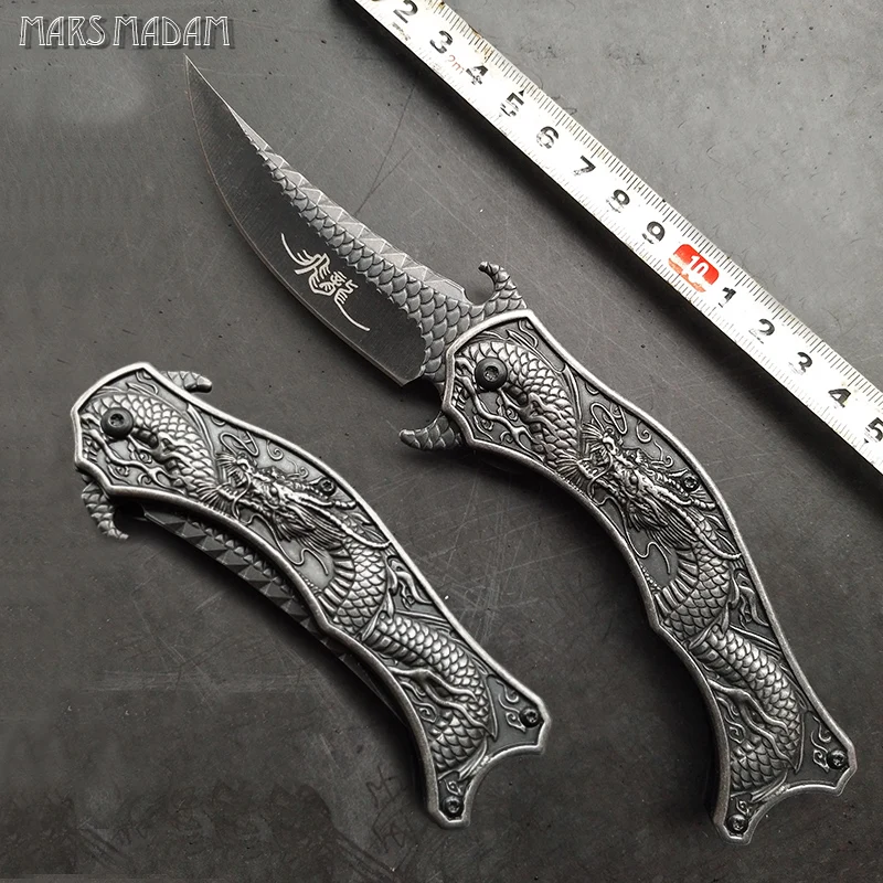 Classical dragon carving Folding Knife Pocket Knife Outdoors Camping