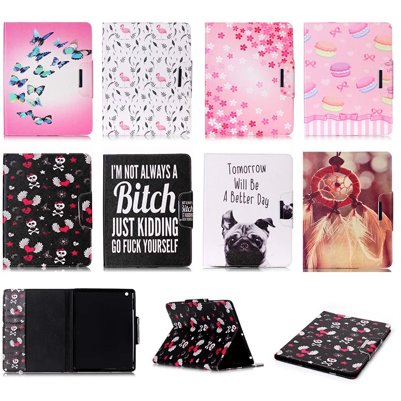 

For Apple iPad 2 3 4 9.7'' Case Cute Dog Love Skull Pattern Leather Filp Protector Back Cover For iPad2 iPad3 iPad4 Coque DP00E