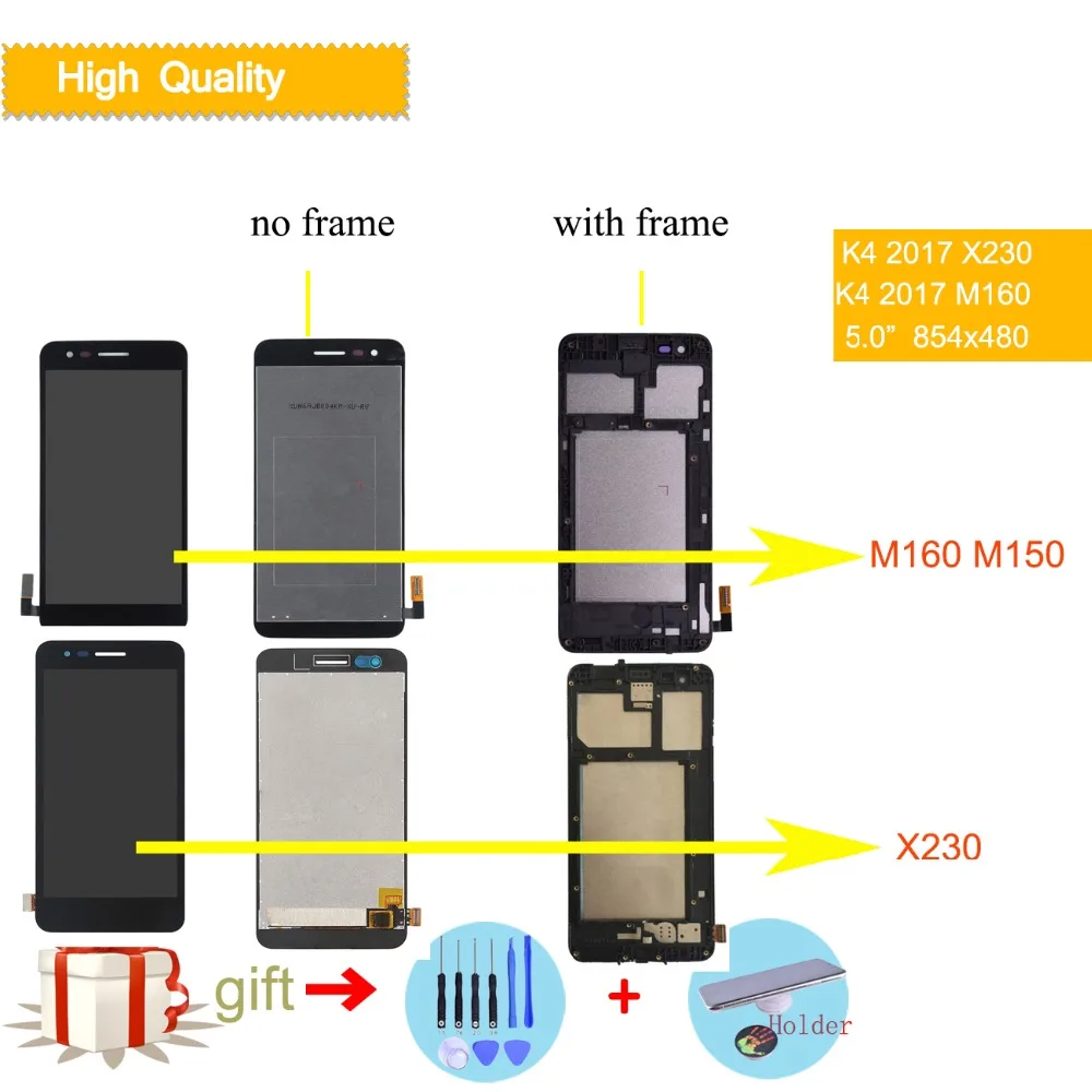 

5.0" Original Display For LG K4 2017 LCD Touch Screen with Frame M160 M150 M151 Screen LCD Assembly Complete X230 X230DSF LCD