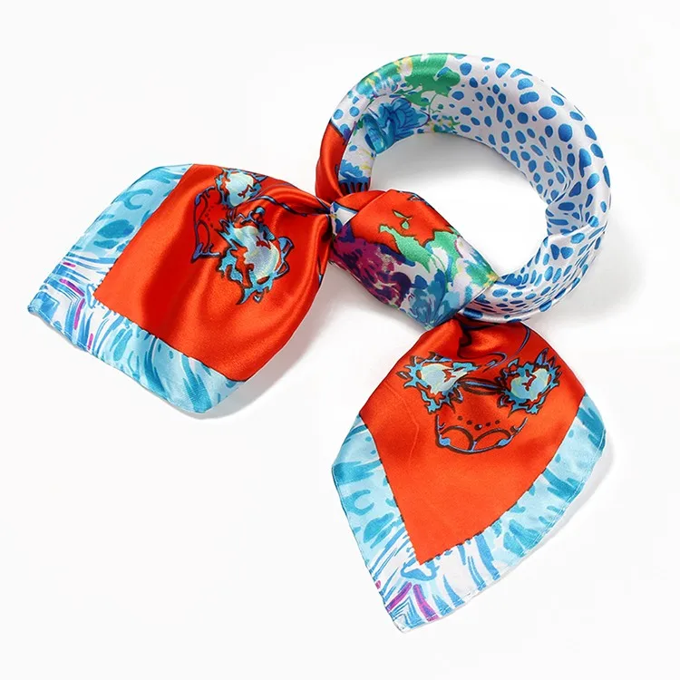 

Silk scarf square Satin square scarfs Foulard Luxury muffler NeckerChief 60CM spring reaationary flower BC02