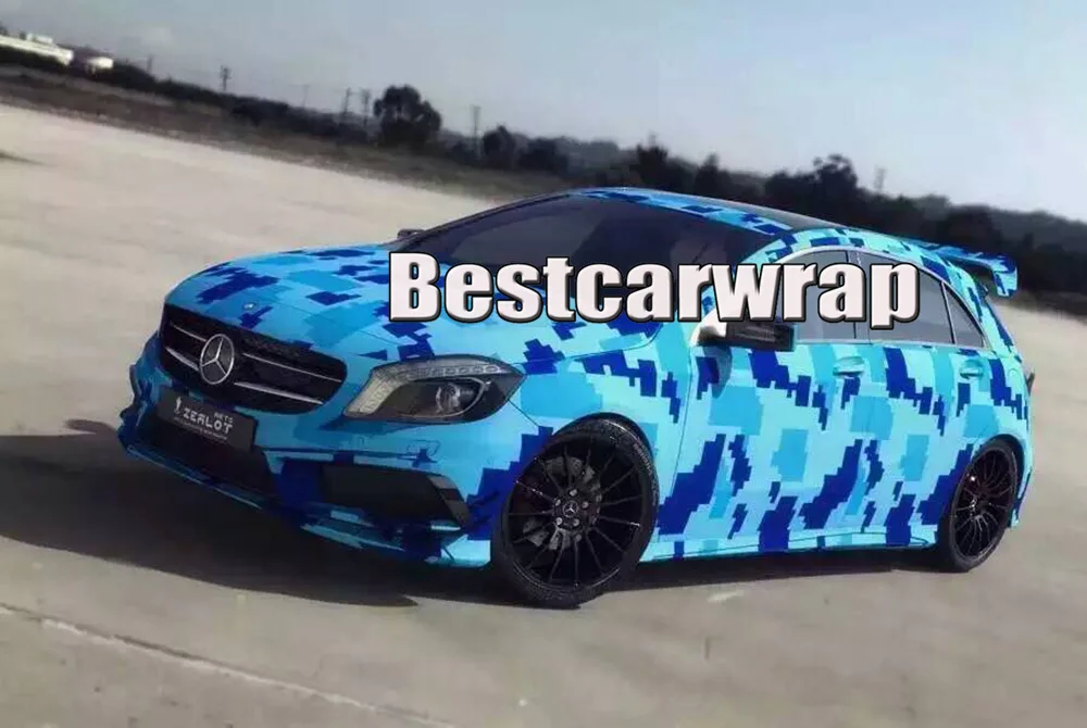 Blue digital Camo Vinyl Wrap styling Air Free / PIXEL Navy ...