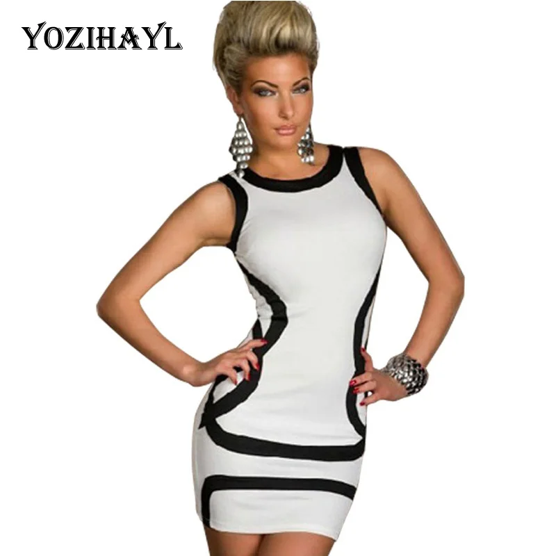 YOZIHAYL Новое Повседневное платье без рукавов с круглым вырезом выше колена женское летнее популярное модное простое платье-футляр