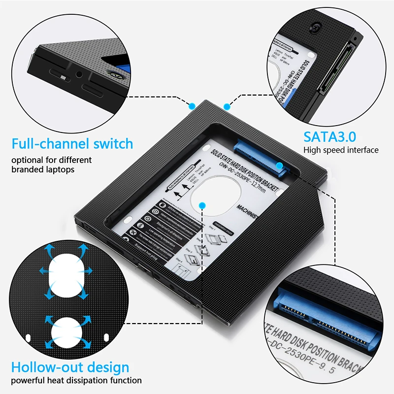 HDD caddy 12 7 мм алюминиевый optibay SATA 2 5 адаптер для DVD дюйма SSD ноутбука|Адаптеры SSD| |