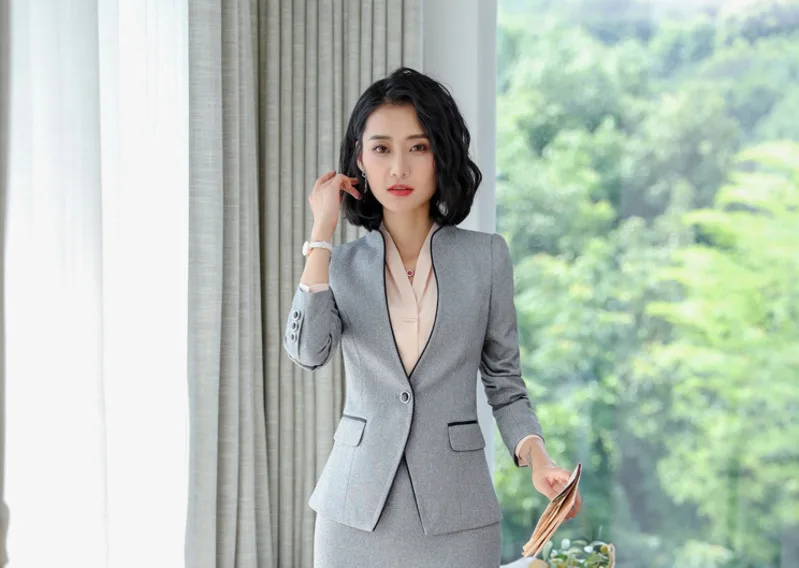 À Mode Longues Dames Noir Veste V Femmes De Costume Blaser Mince Gray black Plus Femelle Gris 2018 Cou Manches Blazers Taille Automne Blazer Blazer wwzqIWS0