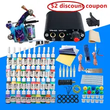 Профессиональный набор татуировки машина пистолеты цвета комплект чернил хвостовики татуировки питания Одноразовые Поставки полный набор татуировки