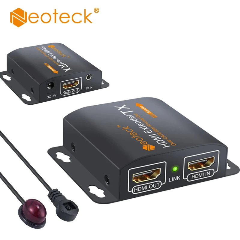 Neoteck HDMI удлинитель с 2 портами HDMI разветвитель 1080p до 60 м удлинитель с ИК дистанционным кабелем поддержка CAT6/CAT7 RJ45 кабель