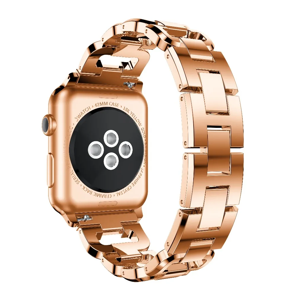 Ремешок для Apple Watch 4 44 мм ремешок 38 мм серия 4 3 2 1 браслет из нержавеющей стали с розовым золотом для Apple Watch Band 42 мм ремешок