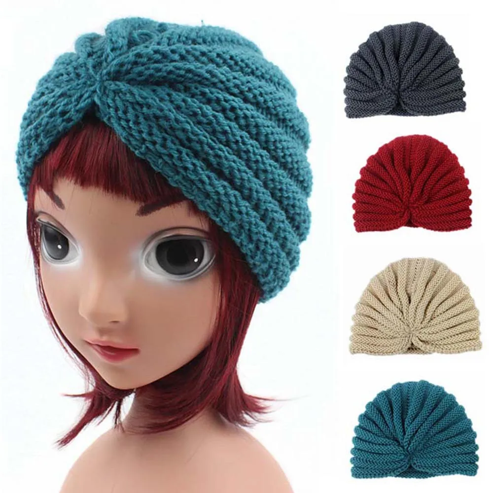 

2017 Children Baby Girls Knitting Hat Beanie Turban Head Wrap Cap Pile Cap Dropshipping #20