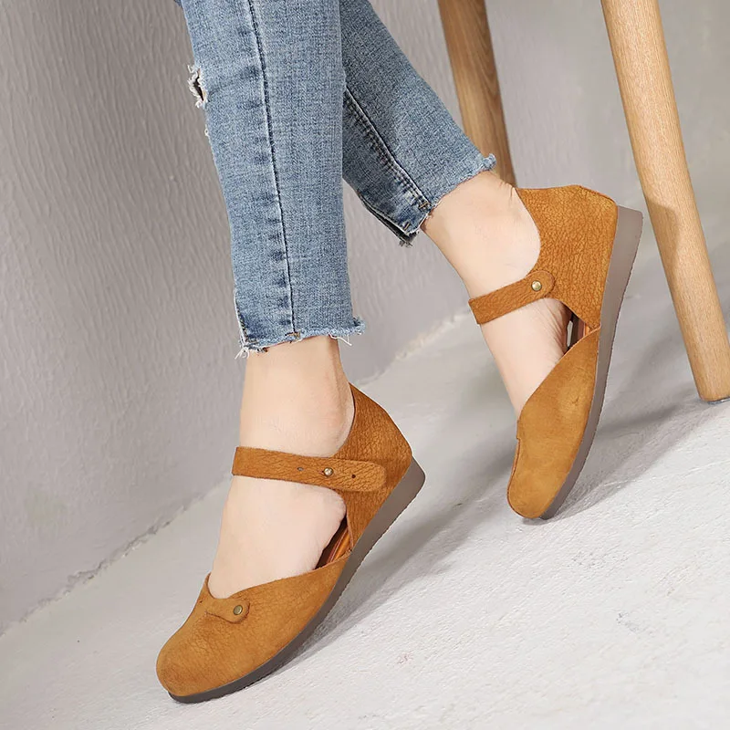 

Artdiya Original 2019 Spring and Summer New Flat Women Shoes Round Toe Genuine Leather Vintage Soft Sole Handmade Sandals