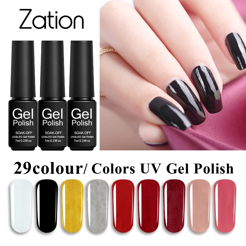 

Zation Nails Art Gel Polish 7ml 29 Colors Gel Nail Polish Set Esmalte Permanente Glaze Varnish Manicure Soak Off UV Gel Lacquer