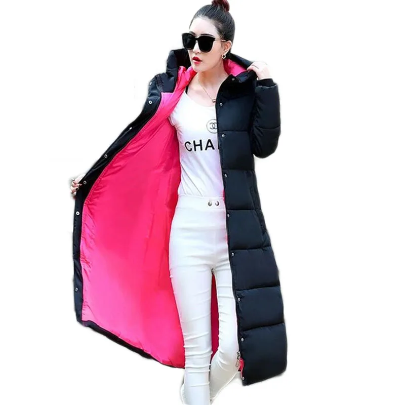 Pour La rose rembourré Épaississement orange Longue Femmes Femelle Red color B010 1 Plus longueur 2018 Manteau black Taille Veste Red green Genou Coton Pardessus Hiver Parka pq7Rx1a