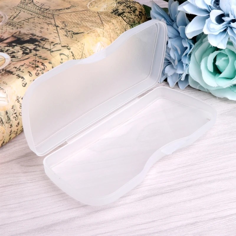Portable transparent shell eyewear case protector box for clip-on flip-up len glasses
