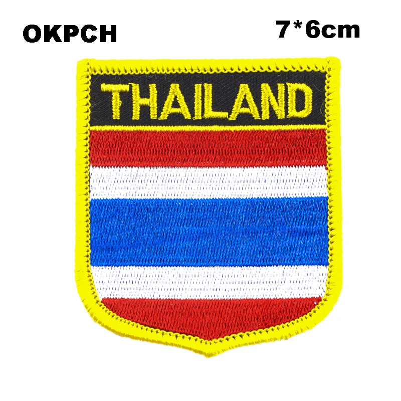 

Thailand Flag Shield Shape Iron-on Flag Patch Embroidered Saw on Badges Patches for Clothing PT0172-S