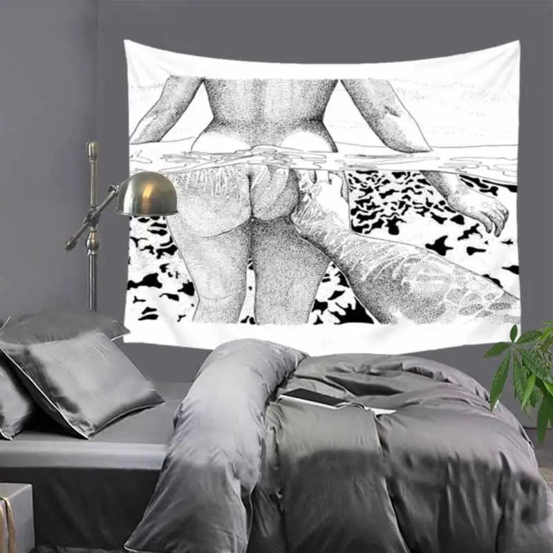 Креативные линии рисунок пара Любовник печатных гобелен Хиппи Мандала настенный богемный покрывало общежития Декор гобелены LZE39