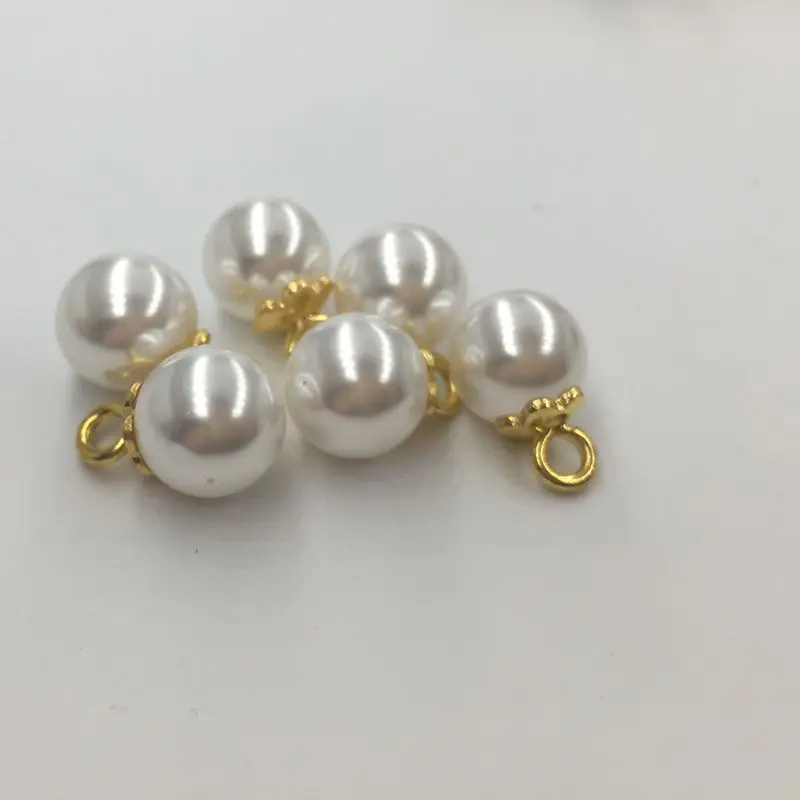 

High-grade pearl buttons 10mm pearl white gold torus sweaters decorative buttons jeans button FC253 Jewelry Accessories