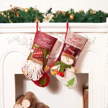 

Personality Stockings Pendants Retro Christmas Gift Bags Ornaments Xmas Hanging Candy Pouch New Year Home Decor enfeite de natal