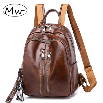

Fashion Backpack Women Leather PU Waterproof Black Summer Bagpack for Teenage Girls Solid Travel Tourist Shoulder Bag Sac a Dos