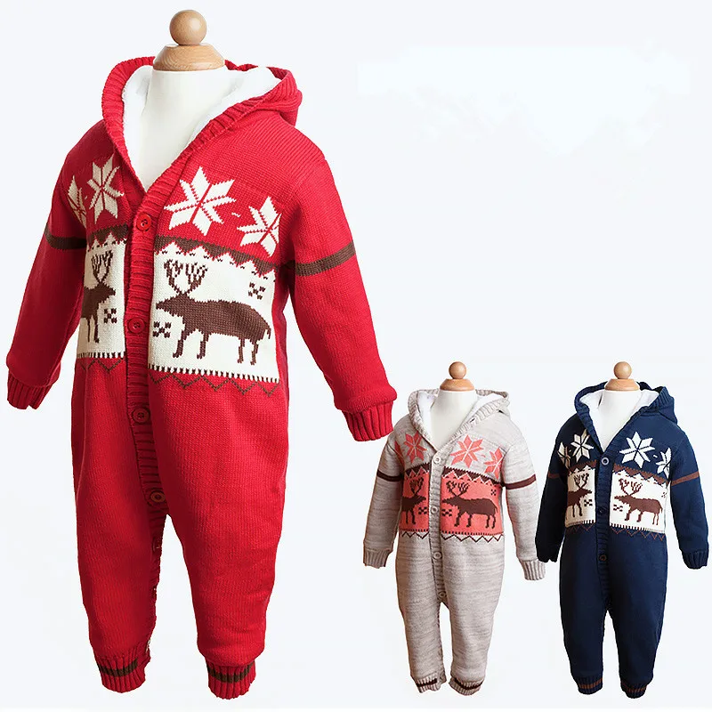 ФОТО Oneasy Baby Clothes Winter Overalls for Girls Long Sleeve Baby Romper Infant Jumpsuit Romper Pajama Suit Christmas Costumes for