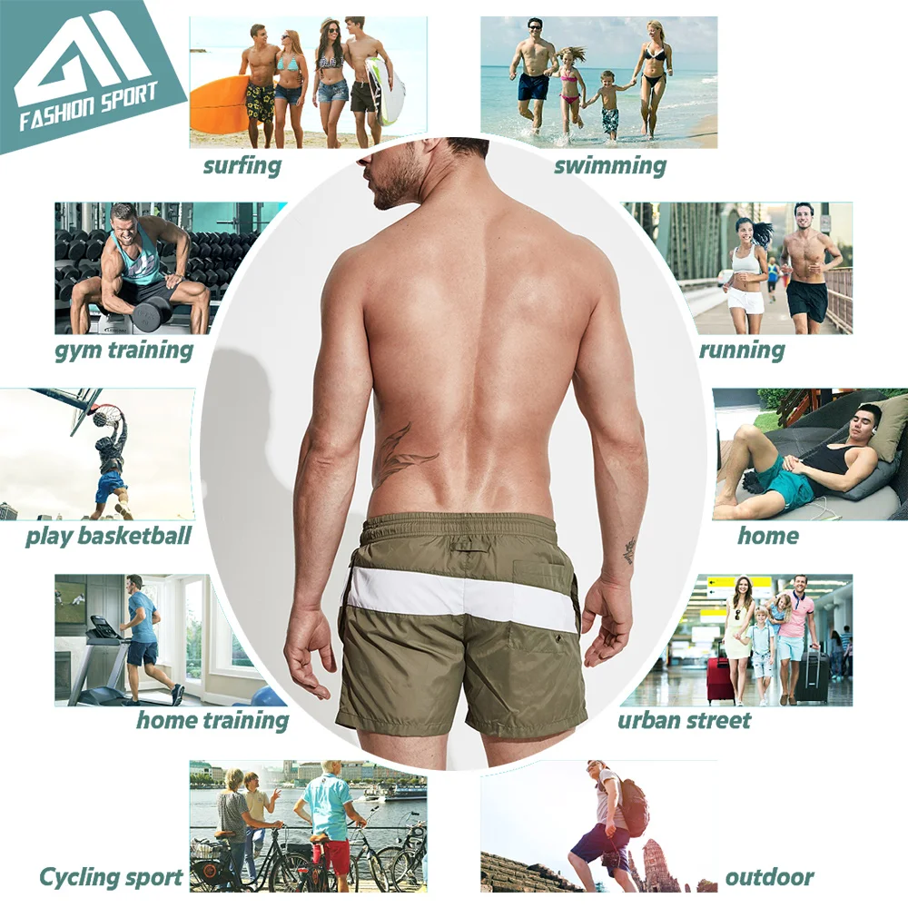 Desmiit Patchwork Men's Board Shorts Summer Beach Male Swimming Shorts Athletic Sport Running Gym Men Swim Shorts Homewear DT73