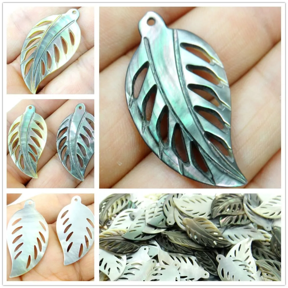 

New Fashion Natural Shell Leaves Charms Pendant necklace for women Jewelry Making jewelry DIY Findings 5Pcs Free shipping